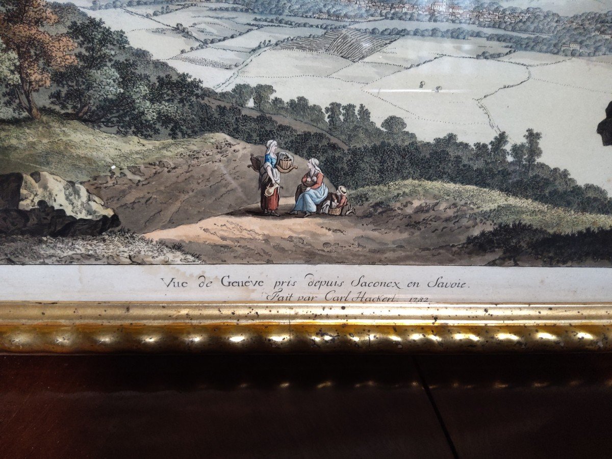 Aquarelle Vue De Genève Par Carl Hachert  1782-photo-3